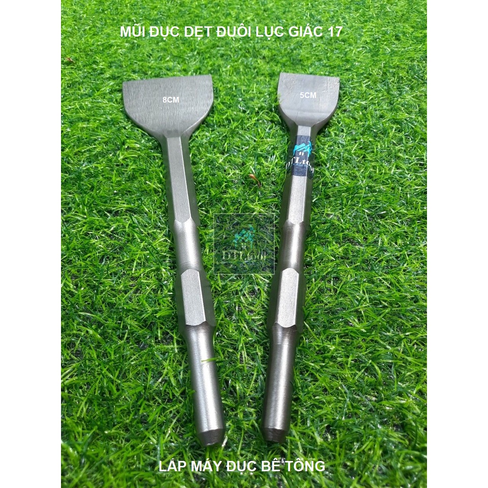 Đục bê tông. Mũi đục dẹt. Dóc vữa trát, đục gạch lát, bóc vữa cán nền. Đục bẹt
