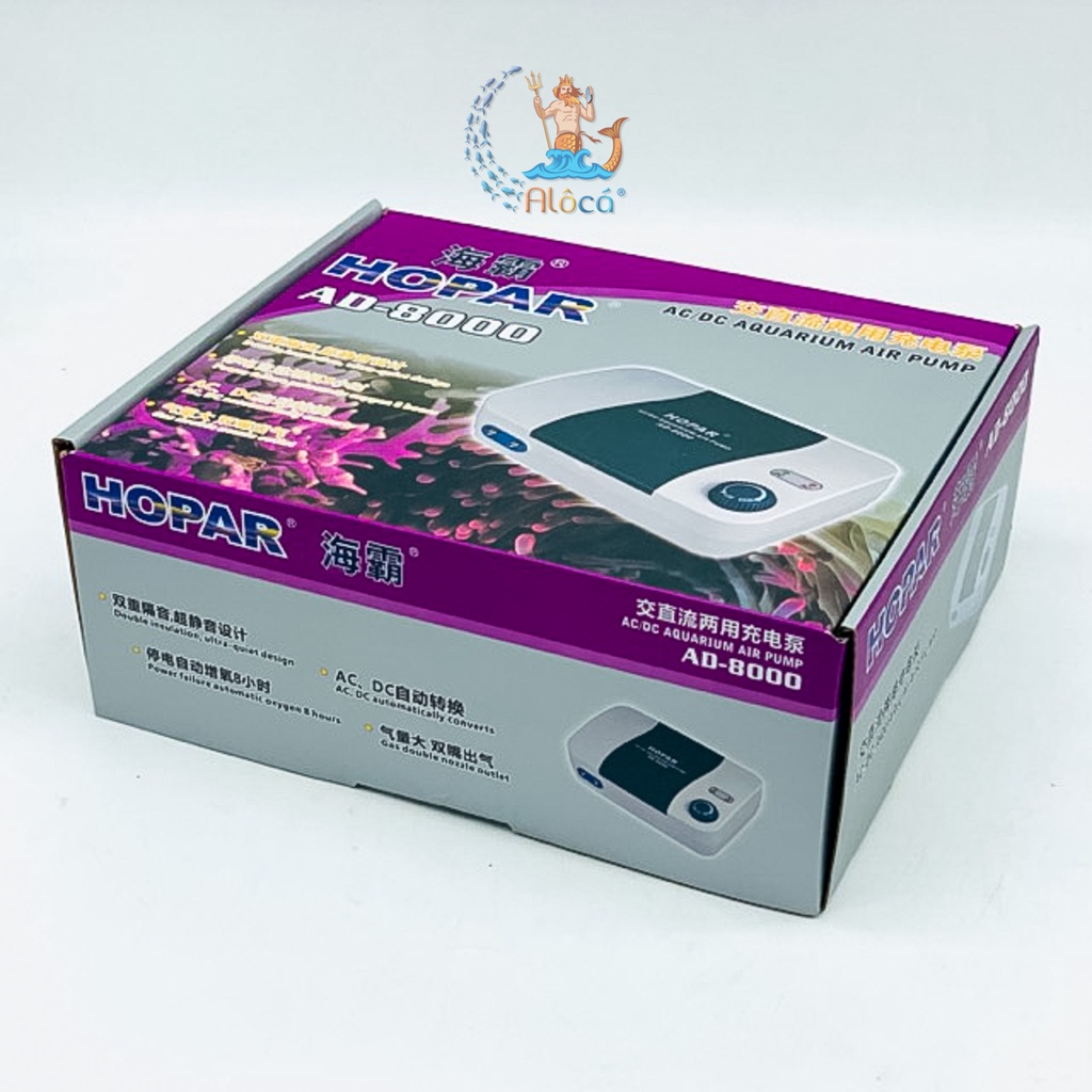 Máy sủi tích điện bể cá Hopar AD-8000