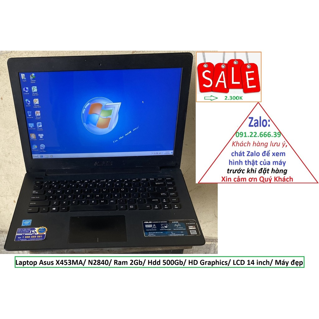 Laptop Asus X453MA/ N2840/ Ram 2Gb/ Hdd 500Gb/ HD Graphics/ LCD 14 inch/ Máy đẹp