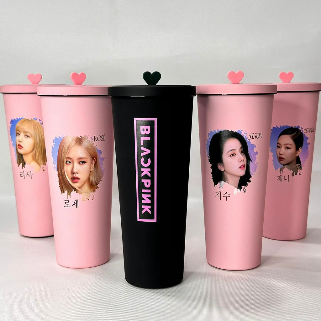 Ly giữ nhiệt Blackpink dung tích 750ml, cốc giữ nhiệt inox 304 cao cấp tặng kèm túi đựng ống hút cọ rửa nút silicon
