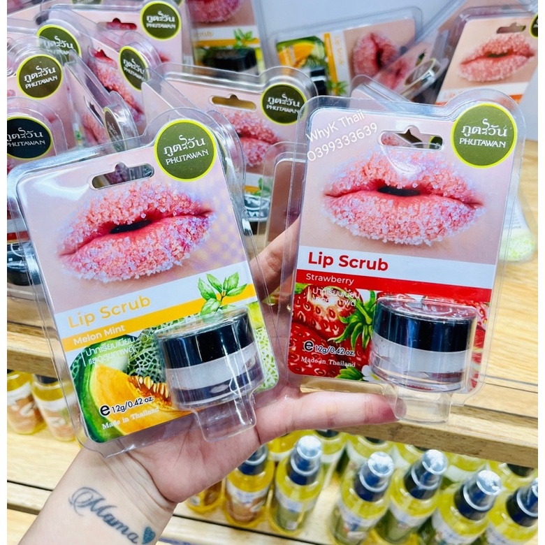 Tẩy Tế Bào Chết Môi Phutawan Lip Scrub chiết xuất từ thiên nhiên Hủ 12g Thái Lan Chính Hãng