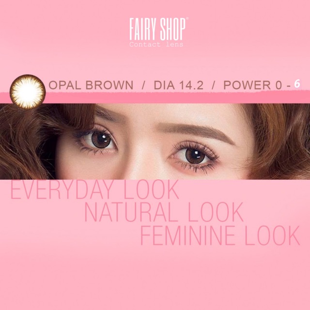 Áp tròng Opal brown cao cấp 14.2mm - Kính Áp Tròng FAIRY SHOP CONTACT LENS độ 0 đến 8