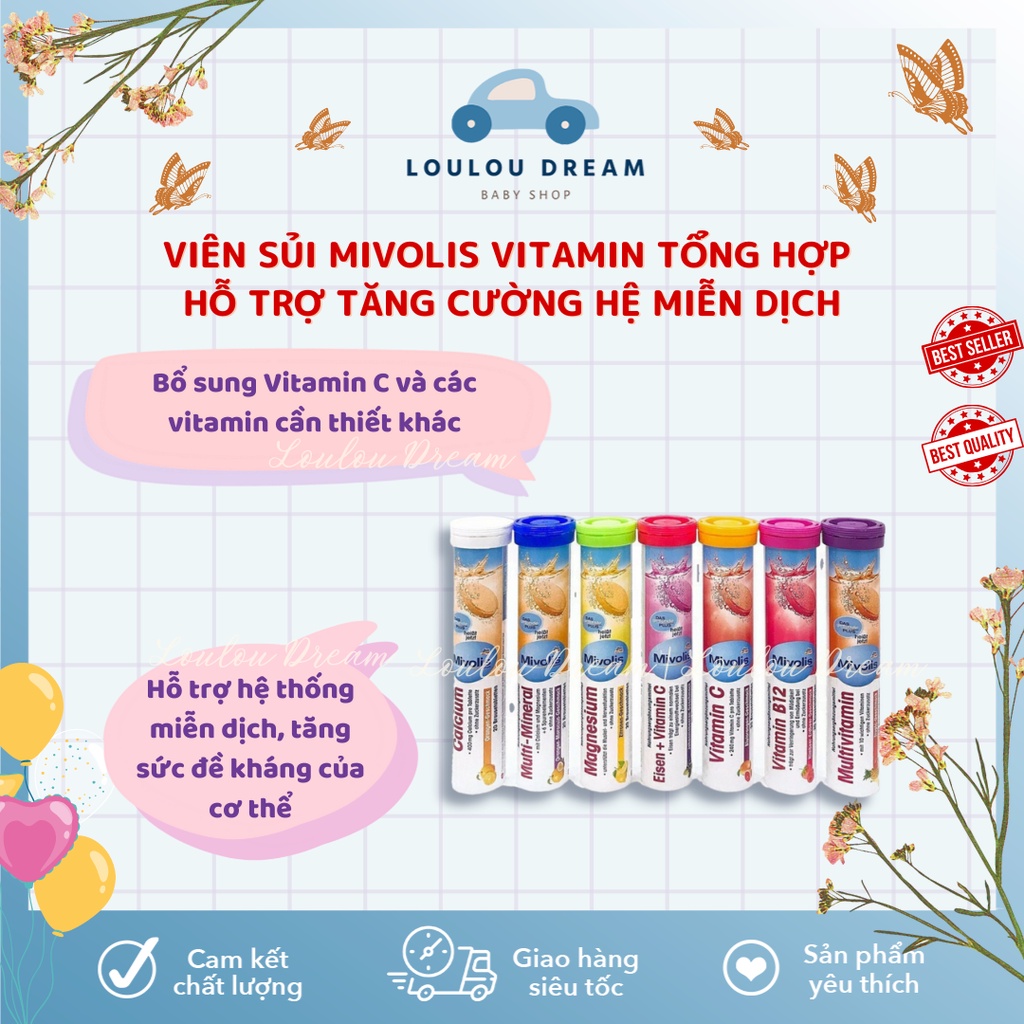 Viên Sủi Mivolis Vitamin C và các vị khác hỗ trợ tăng cường hệ miễn dịch và bổ máu của ĐỨC