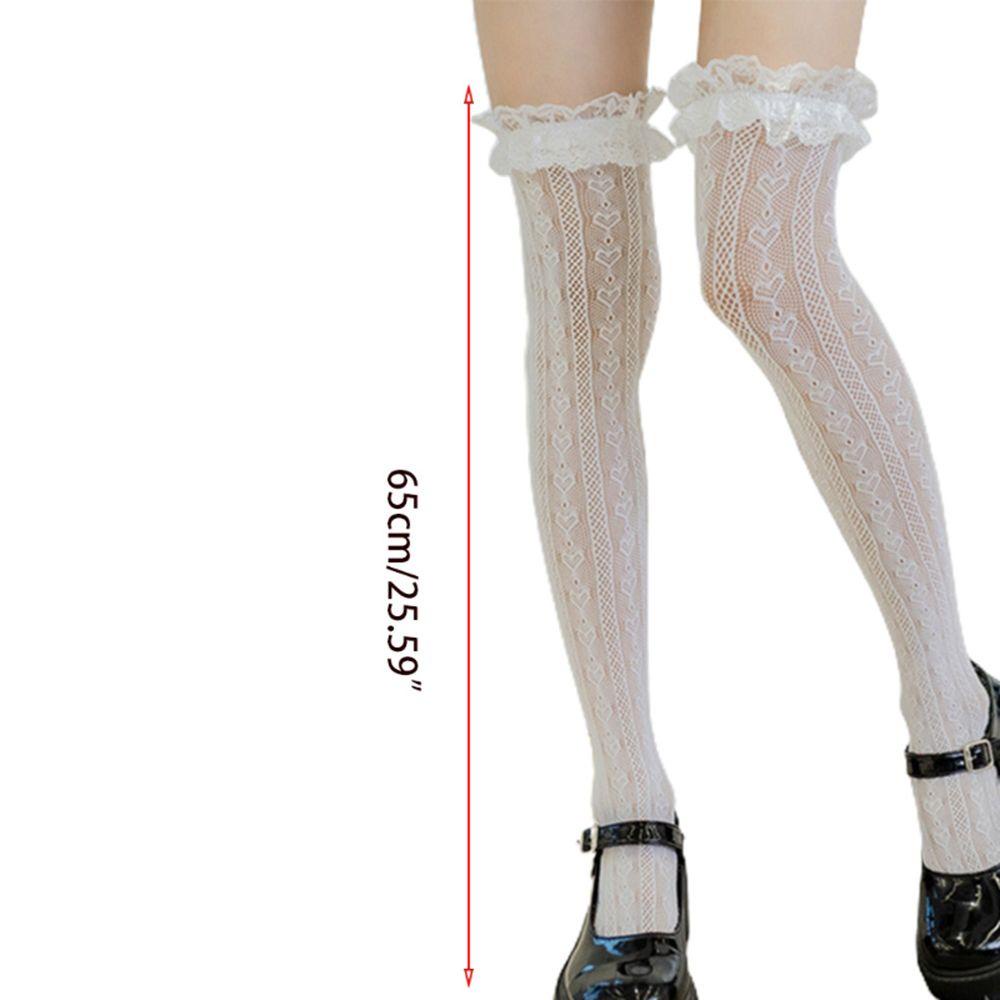 Vớ Dài Qua Gối Thoáng Khí Thêu Họa Tiết Ren Phong Cách Lolita Dễ Thương Cho Nữ