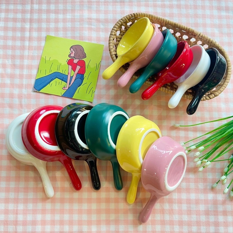 Chén chấm có tay cầm, bát đựng nước sốt gia vị decor, bát ăn dặm