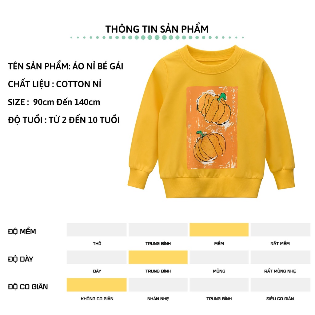 Áo nỉ bé gái dài tay 27Kids áo nỉ da cá thu đông nữ cho trẻ từ 2-10 tuổi GLSS1
