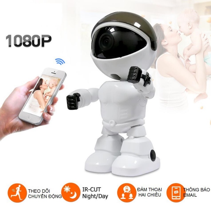 Camera wifi Robot SM-221 Plus xoay 360 đàm thoại hai chiều - hồng ngoại xem đêm , FULL HD 2.0MP 1920x1080p