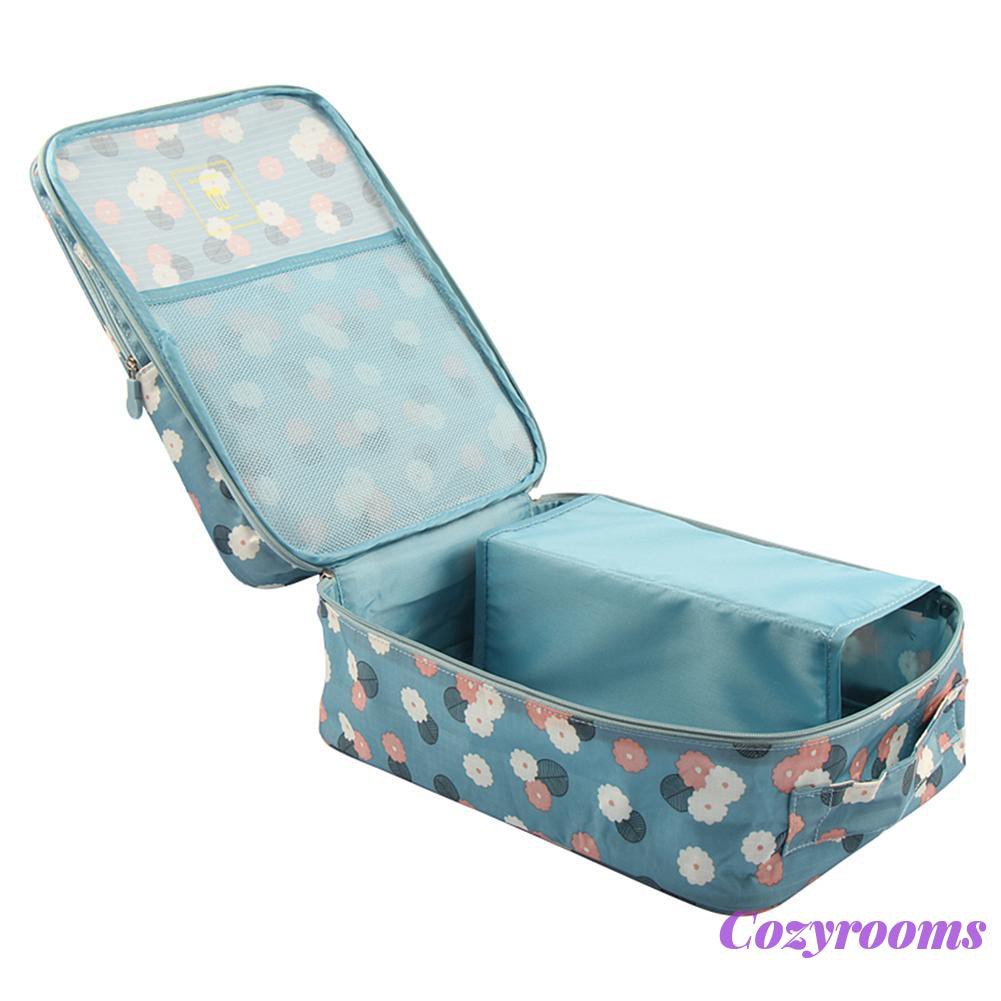 Breathable Floral Printed Shoe Bag Waterproof Three-layer Travel Boots Case