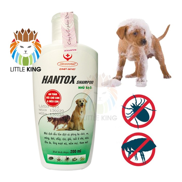 Sữa tắm cho chó mèo Hantox 200ml trị ve, rận, bọ chét, ký sinh trùng, ghẻ ngứa Little King pet shop