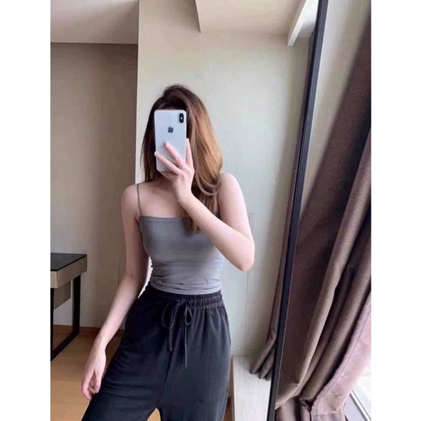 [HOT 2021] Áo bra cotton trơn cao cấp, Áo lót vest ngang ngực dạng ống 2 dây có miếng lót ngực/ AB.403