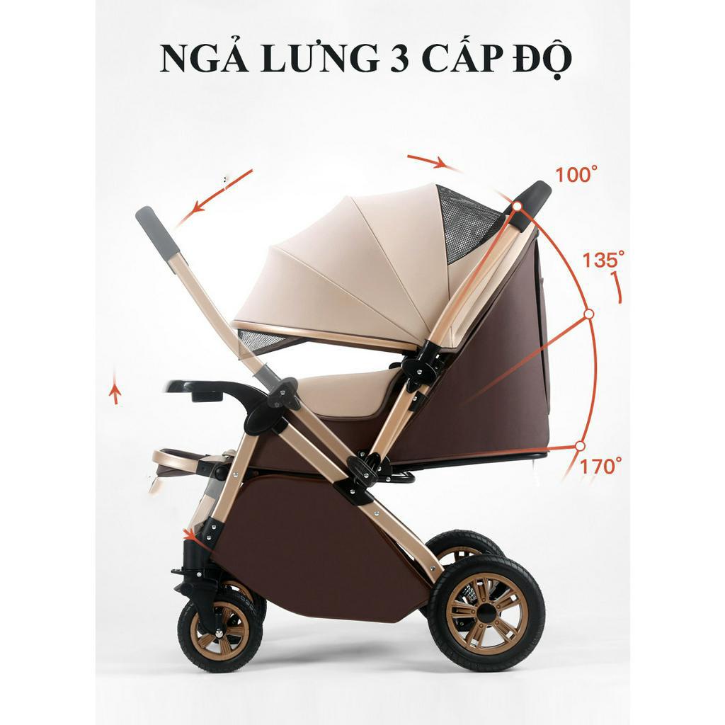 Xe đẩy đôi em bé 2 chiều 3 tư thế BANG 4 bánh cao su đặc, dùng cho trẻ sơ sinh 0 đến 36 tháng