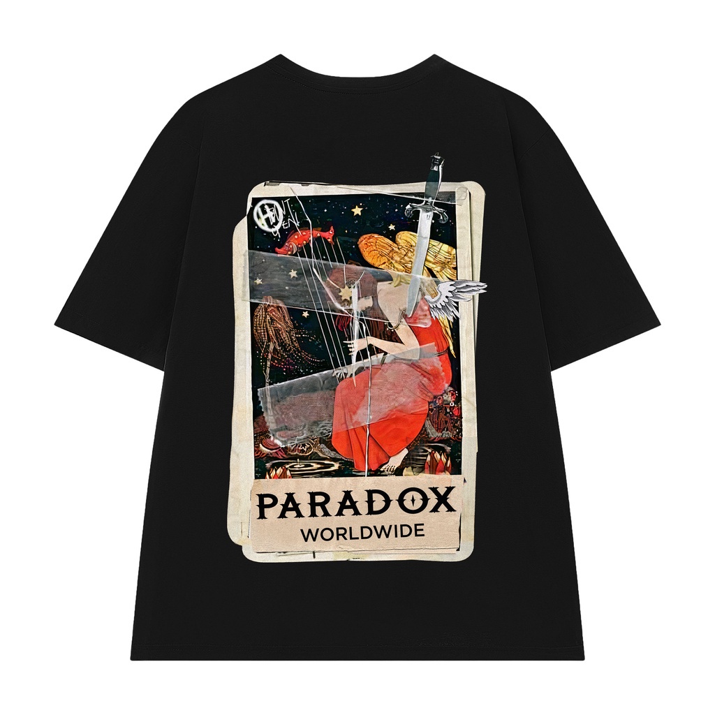 Áo thun form rộng Paradox tay lỡ - Unisex - In hình - THE REVERIE - Màu đen trắng