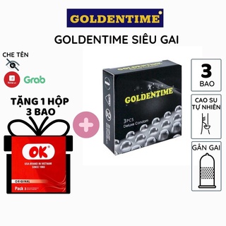 Bao cao su GOLDENTIME longer & stronger hộp 3 bao gân gai nhân đôi cảm giác
