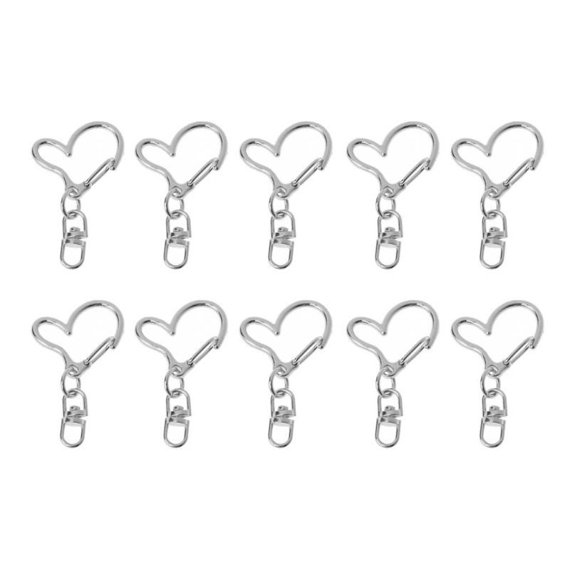 Bộ 10 Móc Khóa Kim Loại Hình Trái Tim Dùng Làm Trang Sức Diy