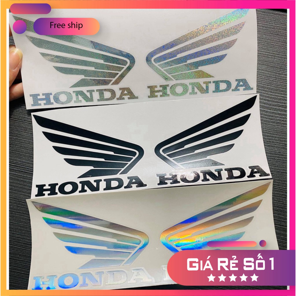 HCM  HÌNH DÁN LOGO CÁNH CHIM HONDA CHIẾU 7 MÀU ĐỒ CHƠI XE MÁY GIÁ SỈ