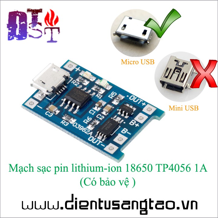 ✅ [RẺ NHẤT VIỆT NAM] Mạch Sạc Pin Lithium 3.7-4.2V - Li-ion - 18650 TC4056A/ TP4056 Có Bảo Vệ Pin