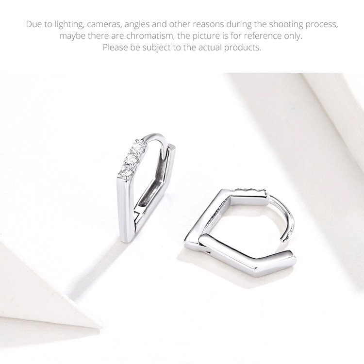 Khuyên Tai Dạng Vòng Bamoer Hình Chữ V Đính Đá Lấp Lánh Dành Cho Nữ