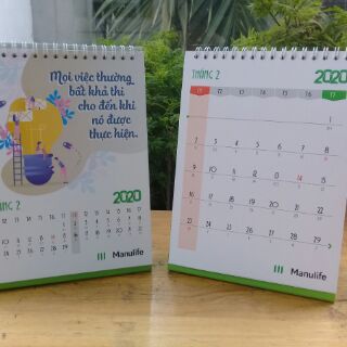 Lịch bàn Manulife 2020