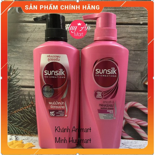 [FREESHIP] dầu gội và dầu xả Sunsilk mềm mượt và phục hồi tóc hư tổn Thái Lan màu hồng 425ml và 425ml