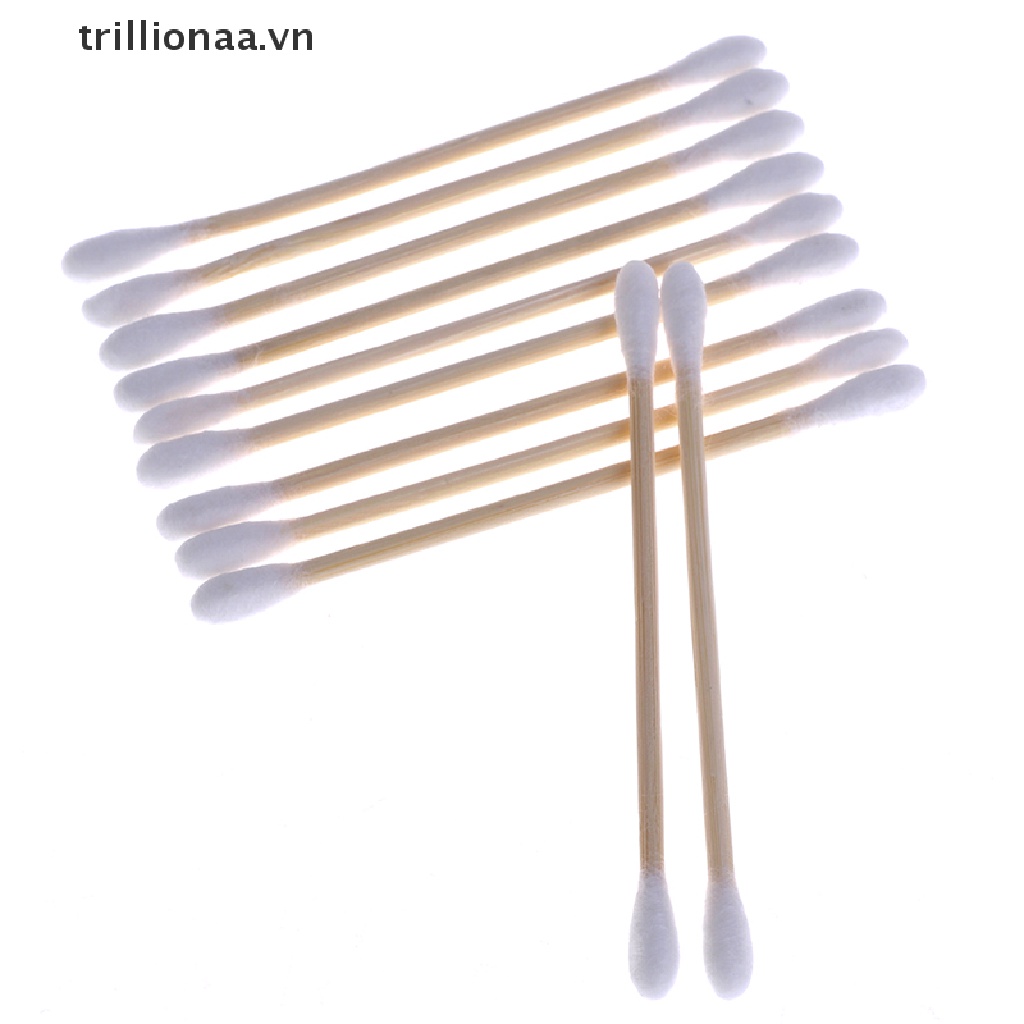 Set 100 Tăm Bông Cotton Hai Đầu Dùng Một Lần Trang Điểm