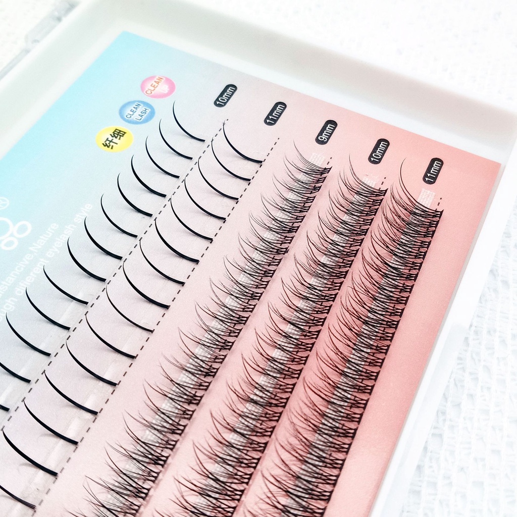 Lông Mi Giả Chùm Đuôi Cá, Hộp Mi Giả Tự Nối Tại Nhà Đẹp Tự Nhiên Kích Thước Tùy Chọn 9-11mm