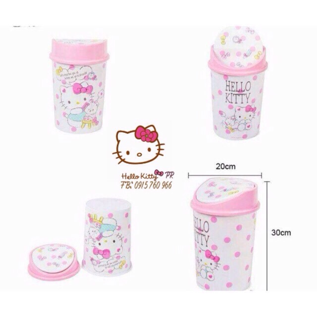 Thùng rác nắp lật Hello Kitty