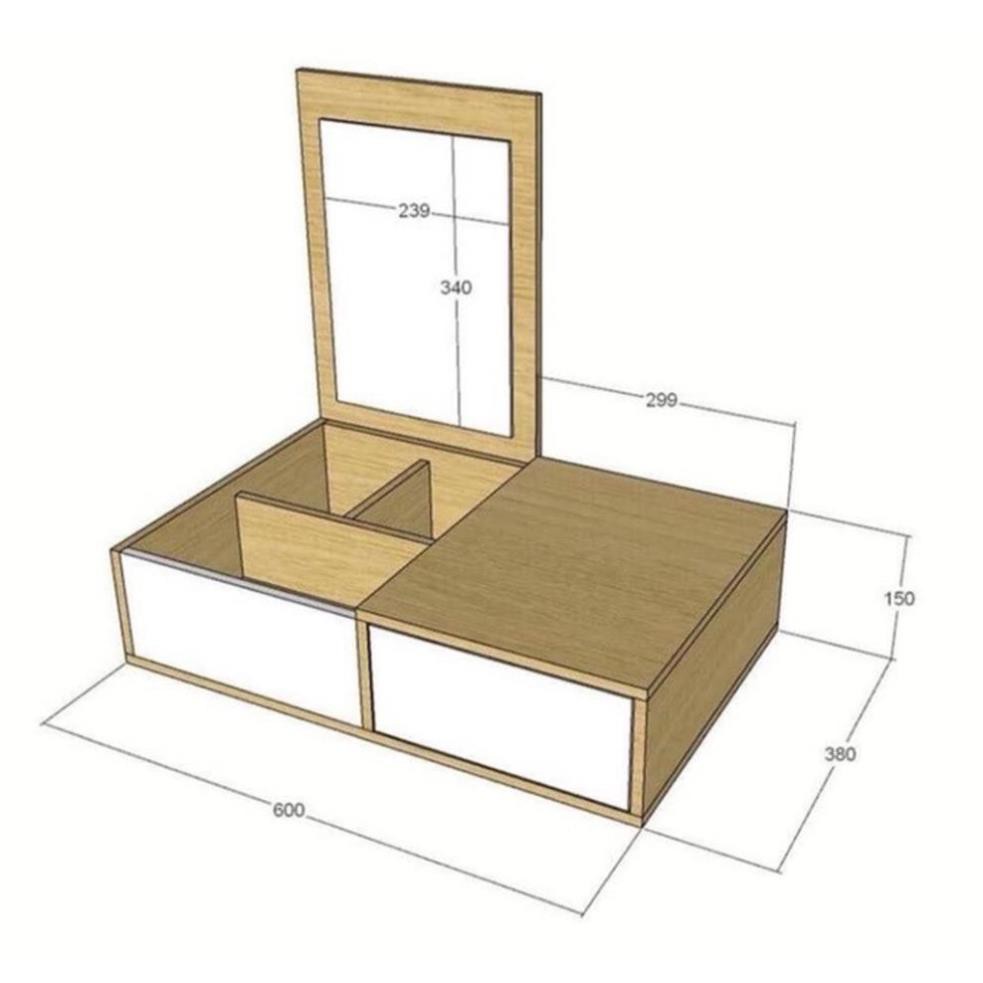 Bàn trang điểm mini ngồi bệt có gương gấp gọn chất liệu gỗ MDF chắc chắn