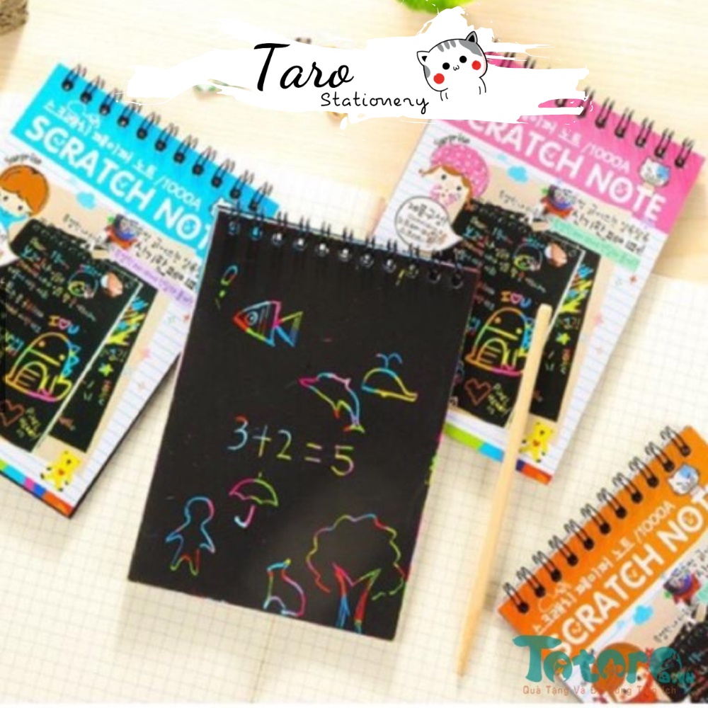 Sổ Vẽ Cầu Vồng Ma Thuật Khổ A6 (10*14cm) - Scratch Note Taro Stationery