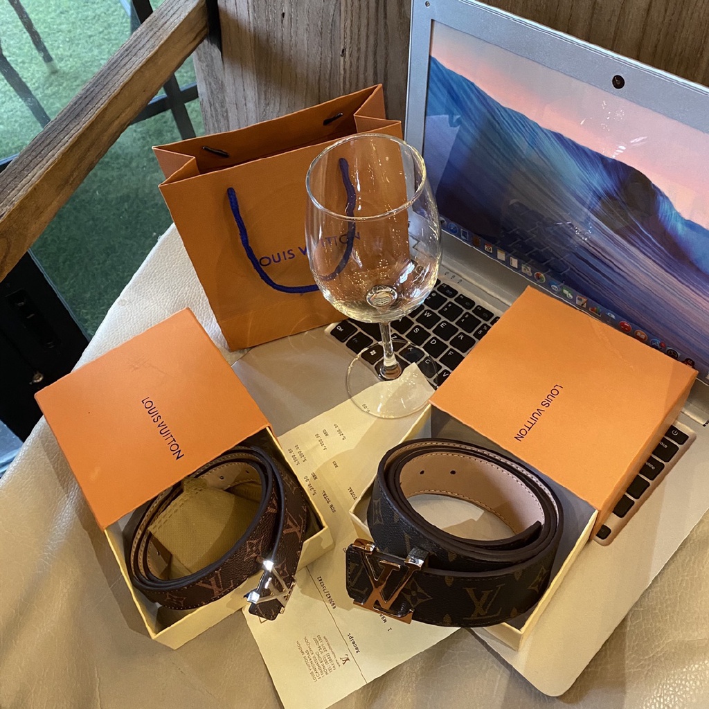 LOUIS VUITTON Thắt Lưng Da Bò Hiệu LV Sang Trọng Thời Trang Cho Nam Và Nữ