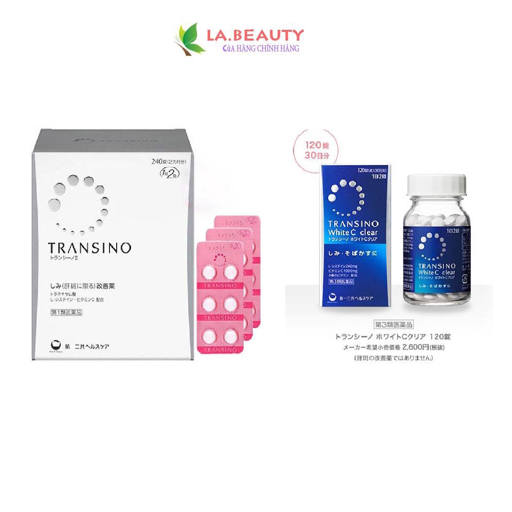 Viên uống mờ nám, sáng da Transino 240 viên (Mẫu Trắng) Transino White C Clear 120 viên xanh Nhật Bản