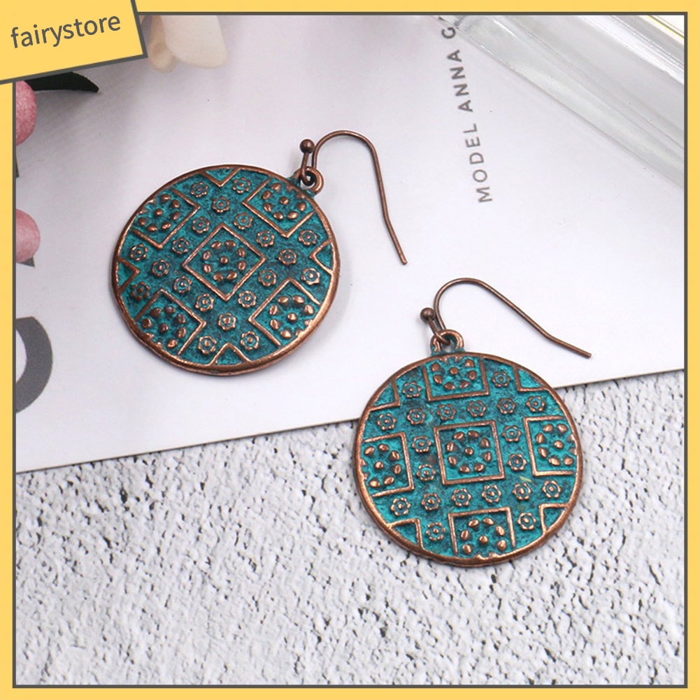 Bông Tai Tròn Chạm Khắc Phong Cách Bohemian Cổ Điển Dành Cho Nữ