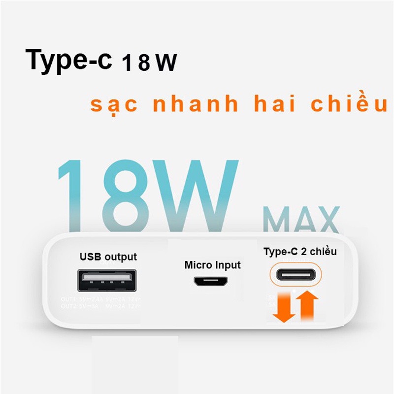 Pin Sạc Dự Phòng WP-187 10000mAh Sạc Nhanh PD 18W, Quick Charge 3.0 hỗ trợ tất cả điện thoại, Đa Năng Chính Hãng -BH 12T