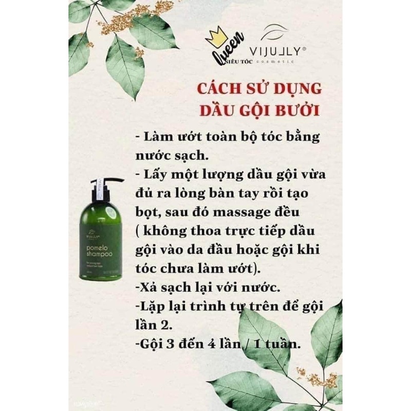 NGĂN RỤNG HOÀN HẢO Combo bộ 3 sản phẩm Dầu Gội Bưởi Kem Xả Bưởi và Tinh dầu bưởi ViJully Cao Cấp