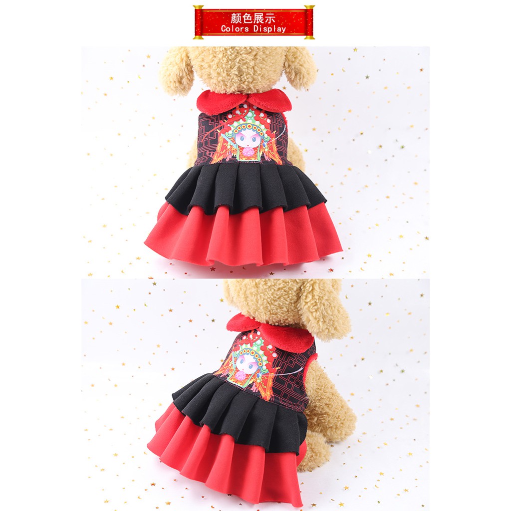 Váy tết cổ sen 3 lỗ cho chó mèo + lì xì