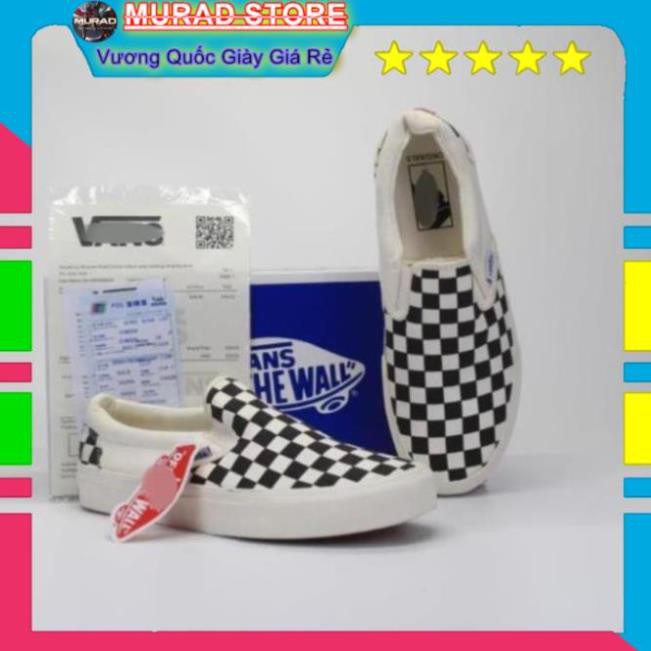 [TẶNG TẨY VỆ SINH+TẤT] GIÀY THỂ THAO SNEAKER V A N S  caro trắng đen slipion full box VRT8 | BigBuy360 - bigbuy360.vn