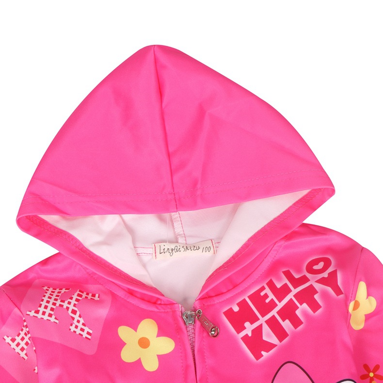 Áo Khoác Khóa Kéo Họa Tiết Hello Kitty Xinh Xắn Cho Bé Gái 3-8 Tuổi