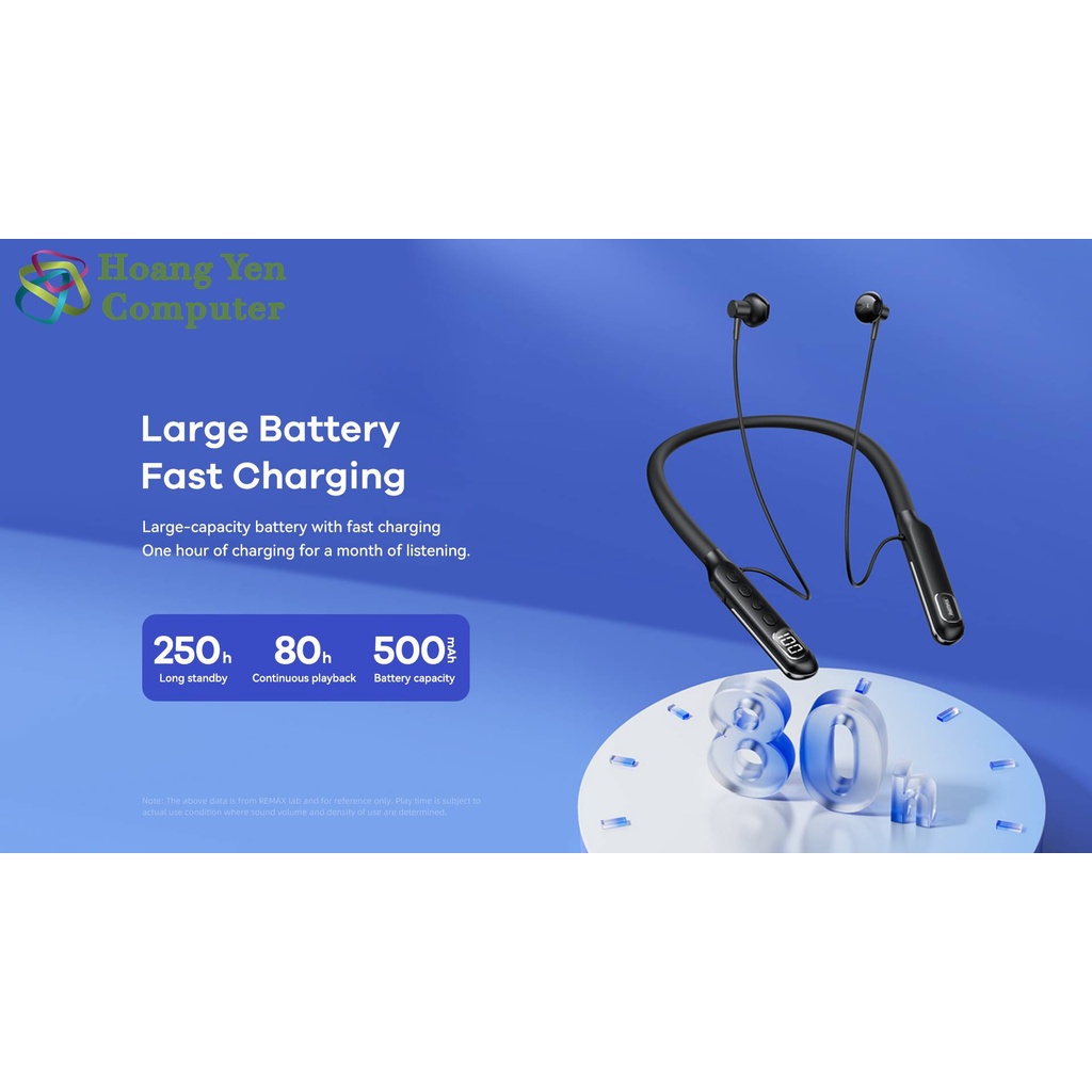 Tai Nghe Bluetooth Thể Thao Remax RB-S3 V5.3 - Pin Cực Khủng, Sử Dụng Tới 80 Giờ - BH 12 Tháng - Hoàng Yến Computer