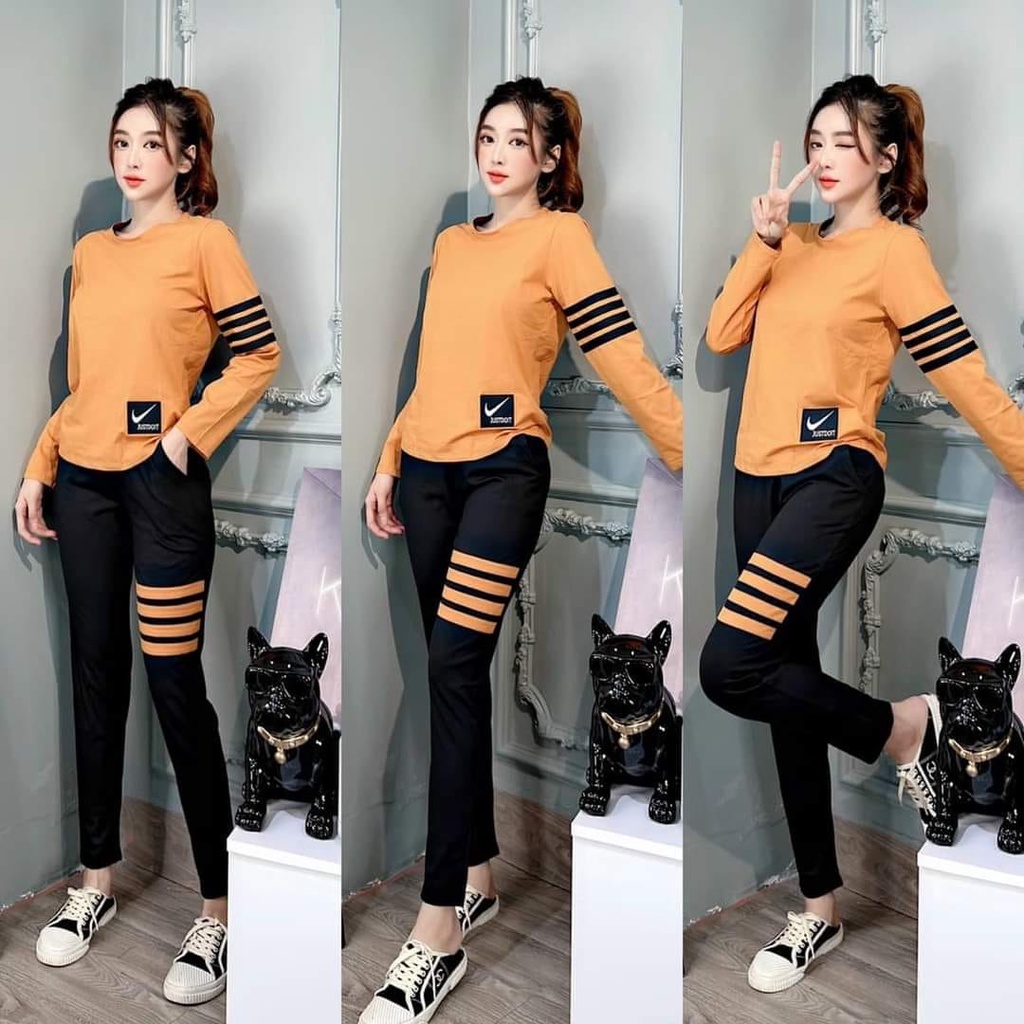 Set Cotton Dáng Thể Thao Phối Sọc Lạ Mắt - SP Y Hình