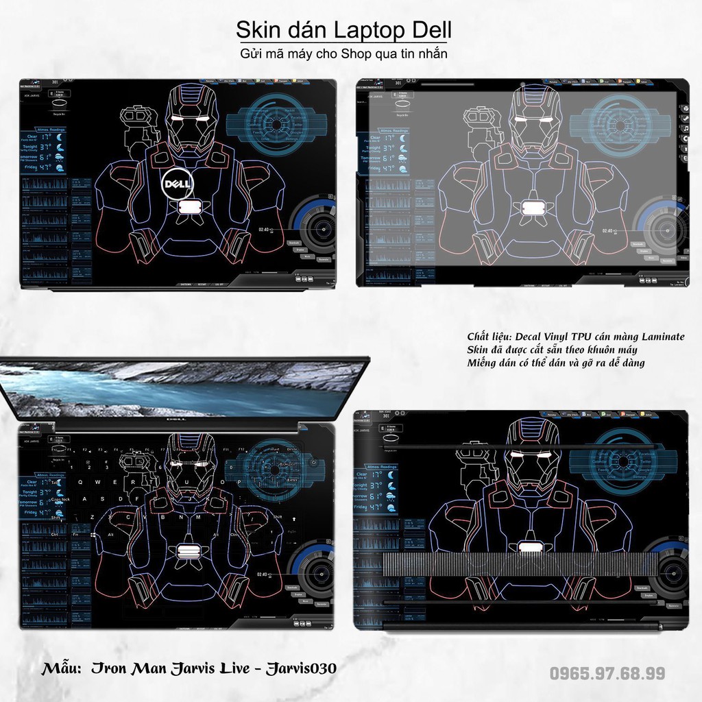 Skin dán Laptop Dell in hình Jarvis (inbox mã máy cho Shop)