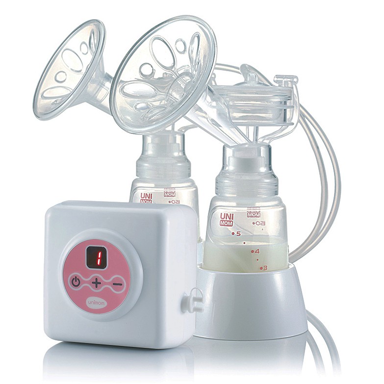 Máy hút sữa điện đôi điện tử Premium Allegro Unimom có matxa silicone UM872002