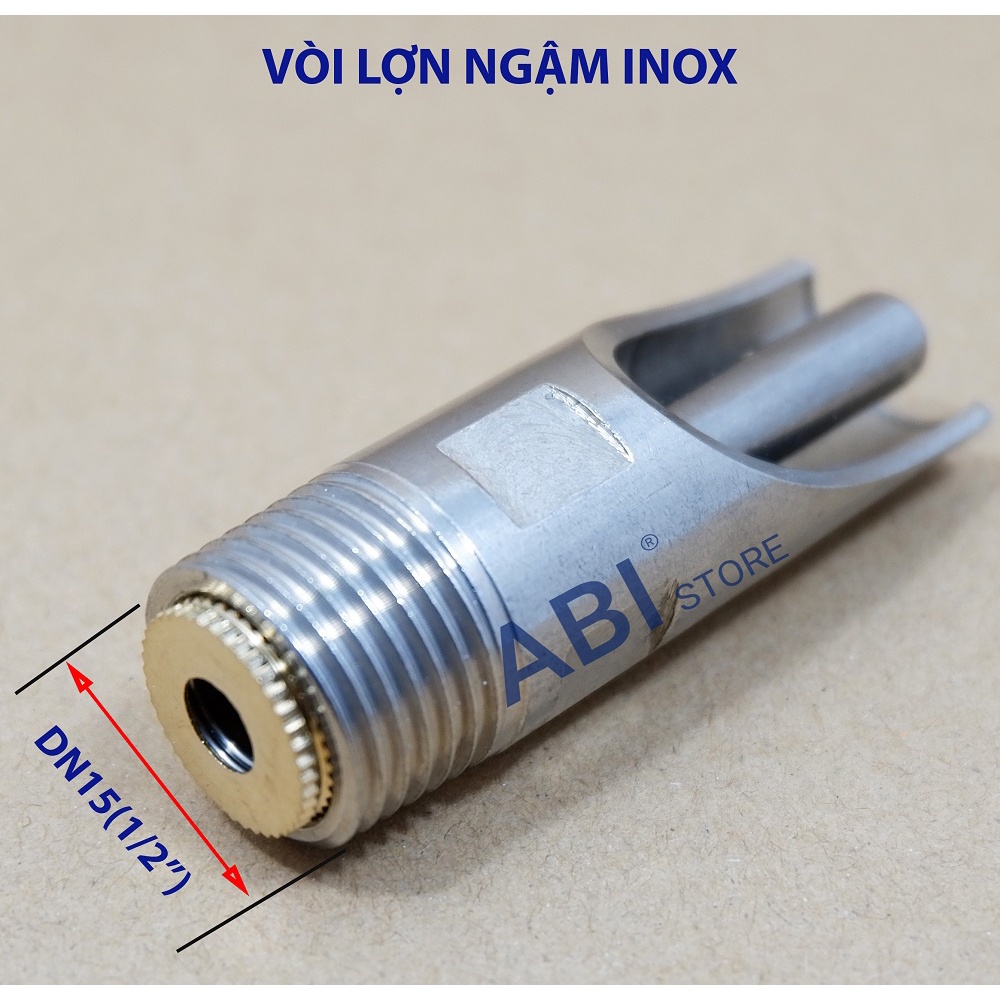 Vòi heo ngậm inox dn15(1/2''-phi 21), núm uống nước tự động cho heo, vòi bú lợn loại dày đẹp