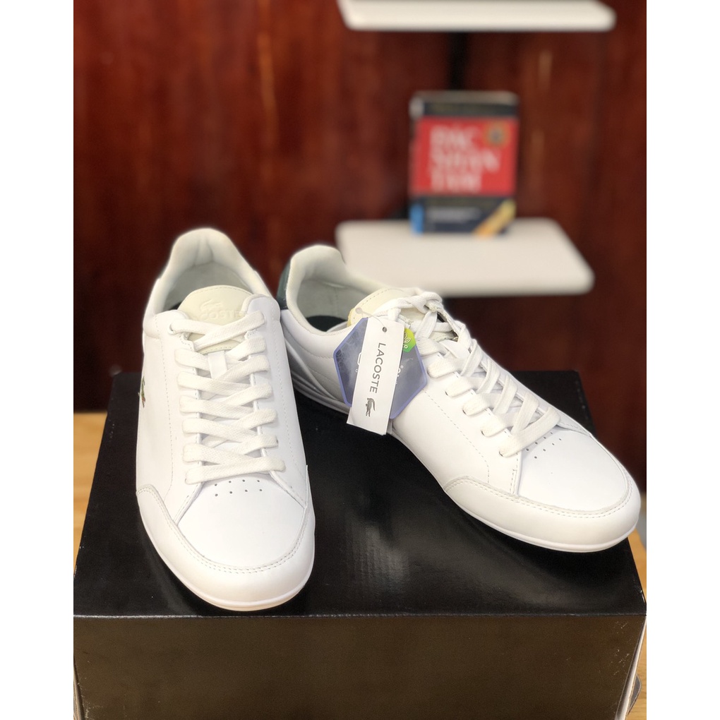 Giày sneakers trắng Lacoste nam chính hãng, giày da thật nam cá sấu màu trắng - Size 42