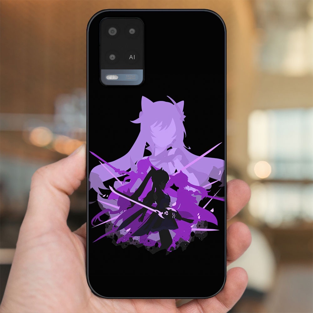 Ốp lưng Oppo A54 4G, A54 5G viền đen in hình Keqing Genshin Impact