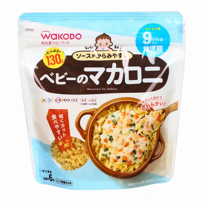 Nui Macaroni Wakodo tách muối dành cho bé từ 9 tháng tuổi