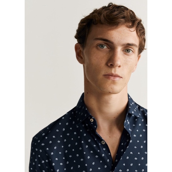 Áo sơ mi nam dáng Slim hoạ tiết in hoa