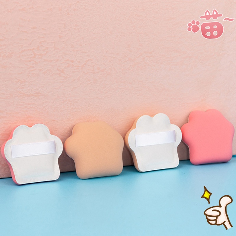 Set 2 Mút Trang Điểm Bằng Cotton Hình Chân Mèo Dễ Thương Kèm Dây Đeo Tiện Lợi