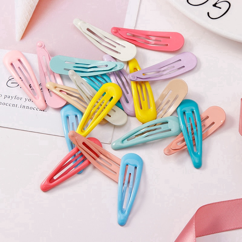 Set 10 kẹp tóc hình giọt nước đủ màu dễ thương cho bé gái