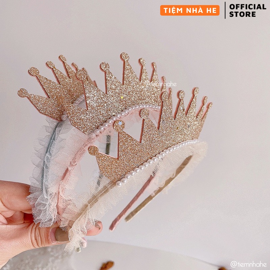 Bờm Vương Miện Công Chúa Cho Bé Gái Tiệm Nhà He Băng Đô Xược Cài Tóc Trẻ Em Cute Dễ Thương