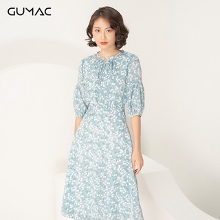 Đầm eo nhún cổ nơ GUMAC DA997