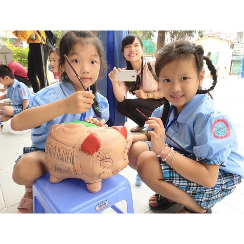 Heo đất chưa sơn, heo đất chưa vẽ màu, tượng tô màu cho bé đất nung an toàn